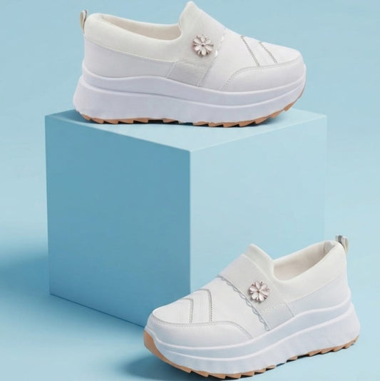 White Floral Sneakers