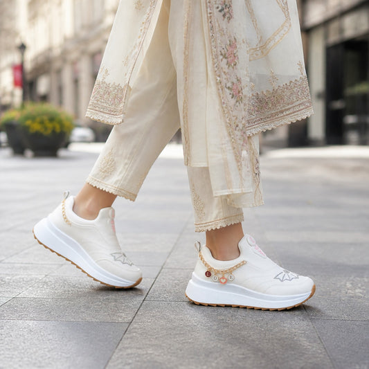 White Pearl Charm Sneakers