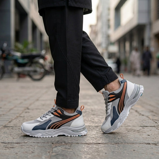 White & Grey Peach Sneakers