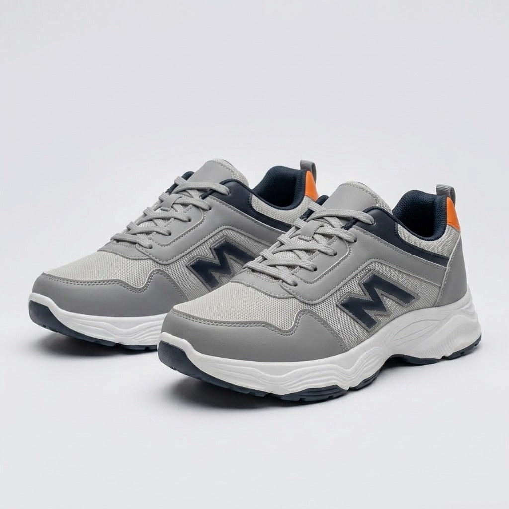 Grey Orange Lace Sneakers