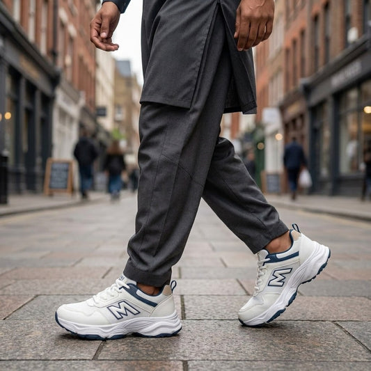 White Navy Lace Sneakers