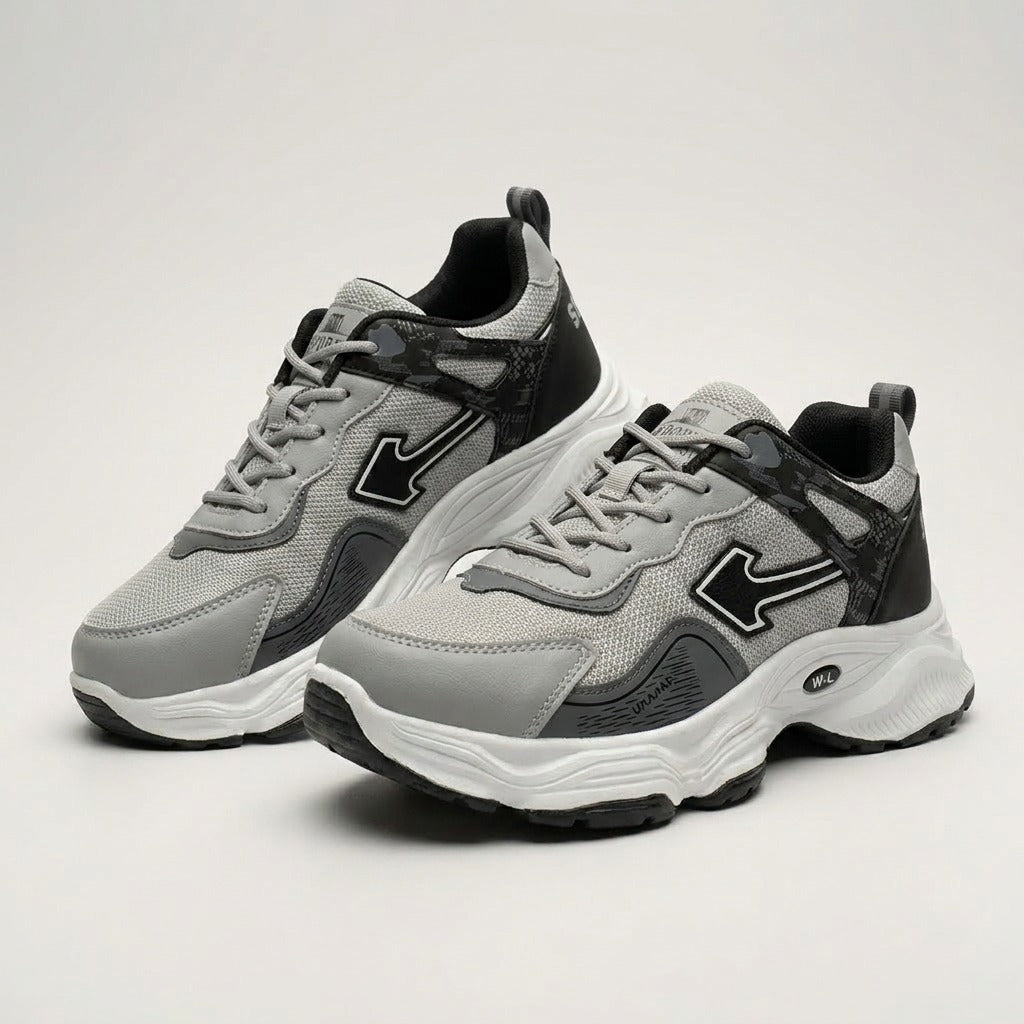 Grey Black Sporty Sneakers