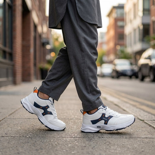White Navy Sporty Sneakers