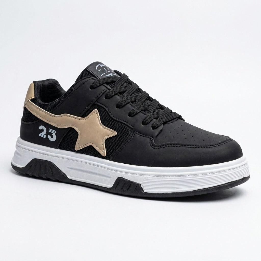 Black Beige Star Sneakers