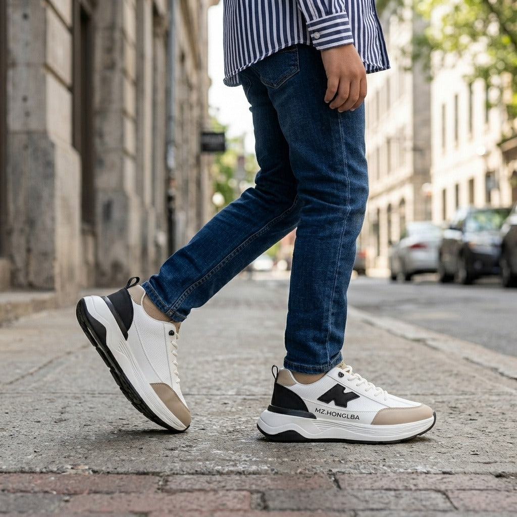 White Beige Casual Sneakers