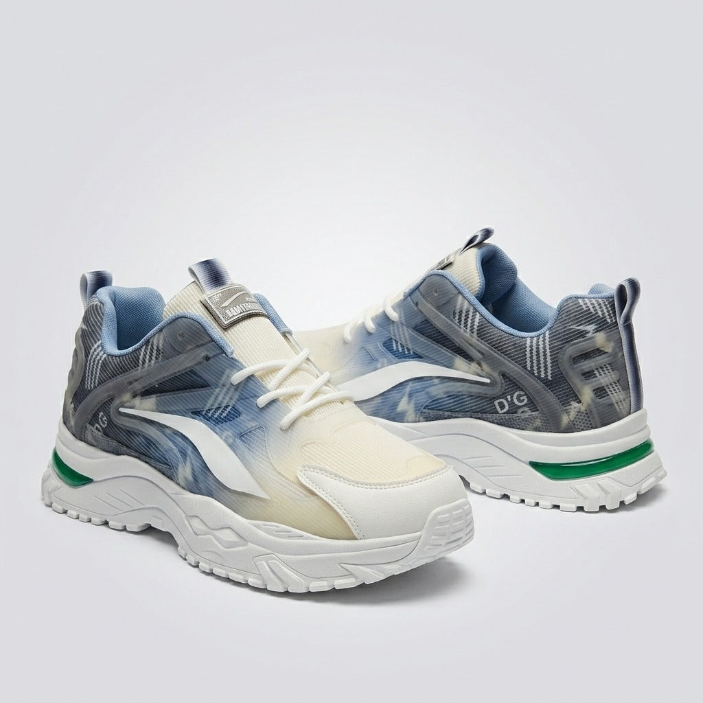 Cream Blue Sporty Sneakers