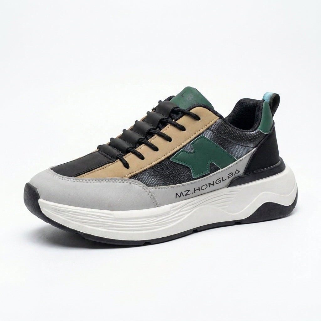 Black Green Beige Casual Sneakers
