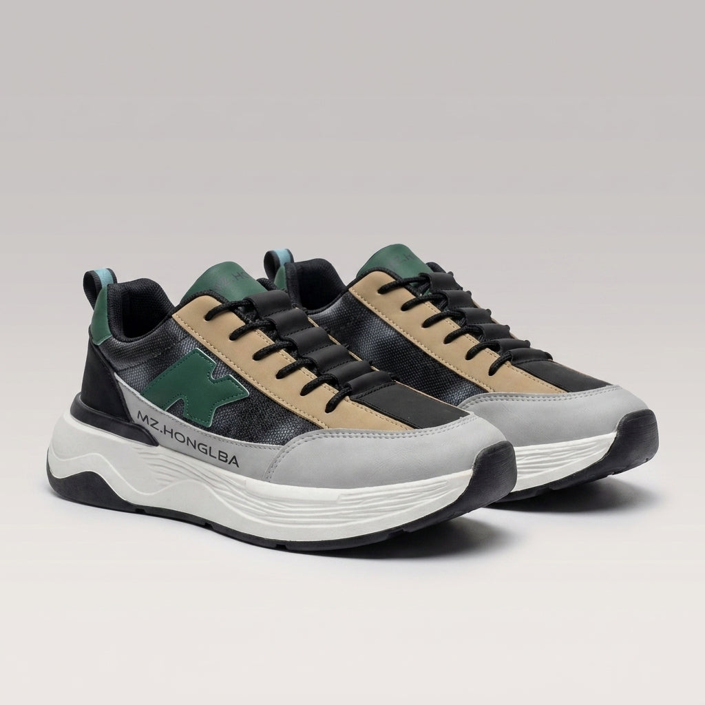 Black Green Beige Casual Sneakers