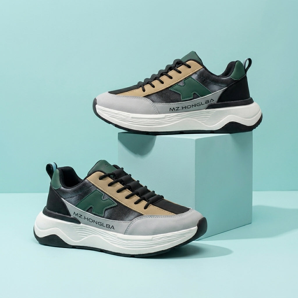 Black Green Beige Casual Sneakers