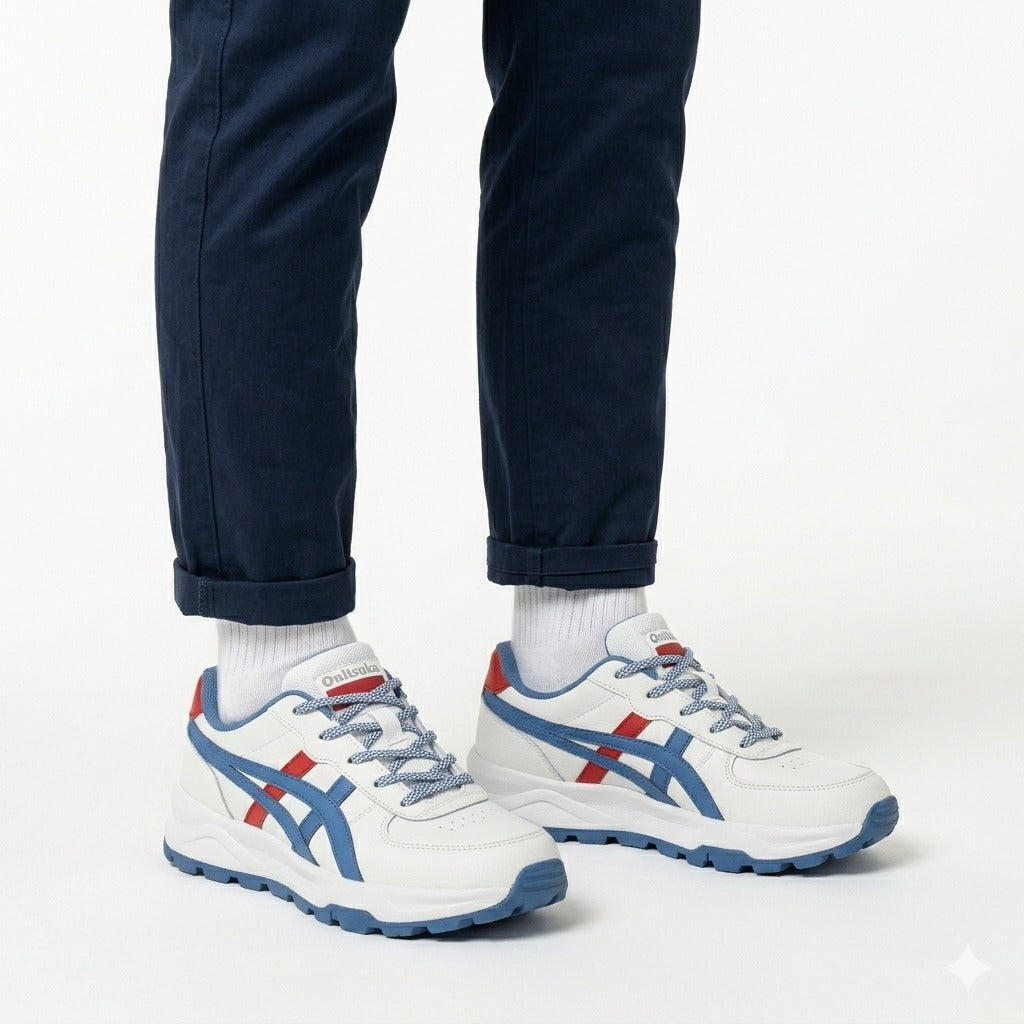 Retro Sport Sneakers - White Blue Red