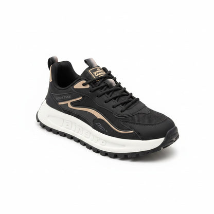 Elite Air: Men’s Luxury Black & Gold Sneakers
