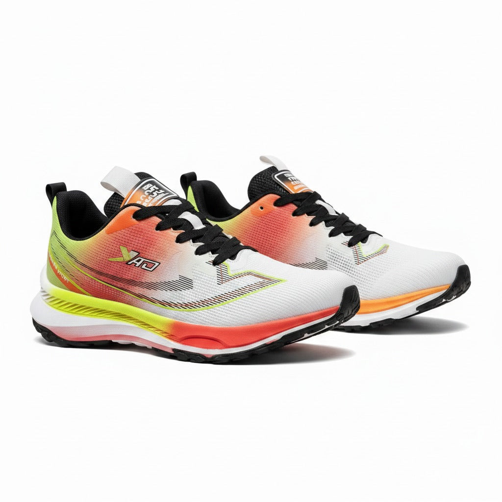 NeonPulse: Men's Orange & Lime Sports Shoes