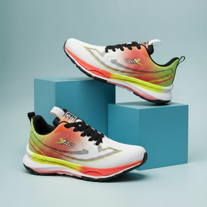 NeonPulse: Men's Orange & Lime Sports Shoes