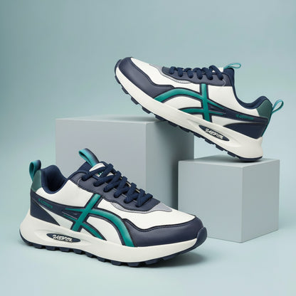 ActiveStride Pro: Men’s Navy & Teal Sneakers