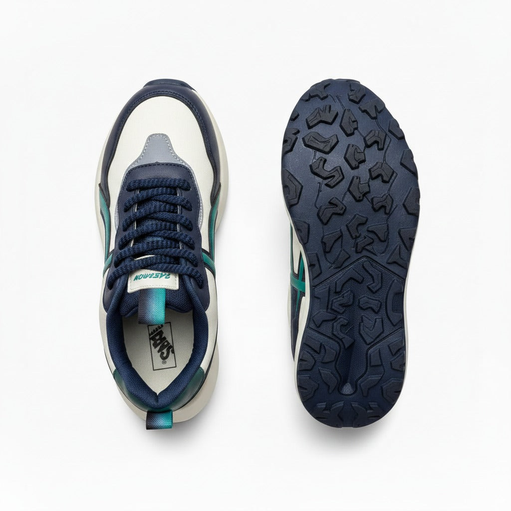 ActiveStride Pro: Men’s Navy & Teal Sneakers