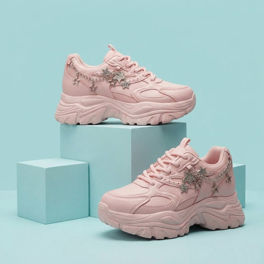 Pink Star Chain Sneakers