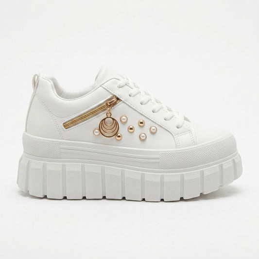 White Pearl Platform Sneakers