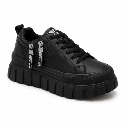 Black Zip Platform Sneakers