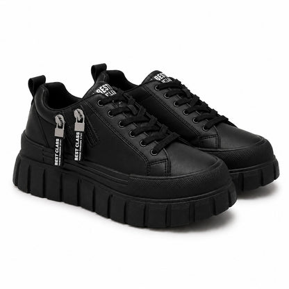 Black Zip Platform Sneakers