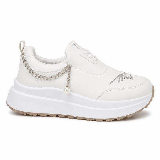 Pearl Charm Platform Sneakers