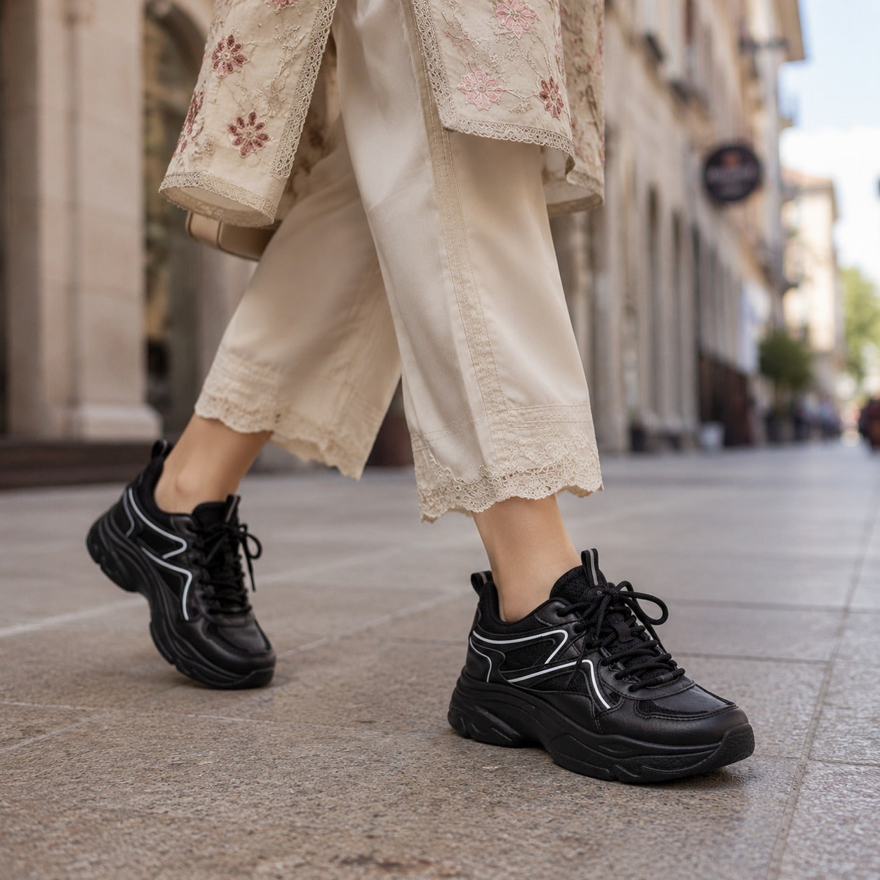 Black Chunky Sneakers