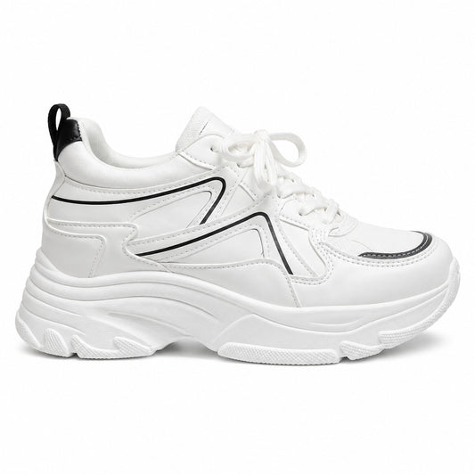 White Sneakers with Black Stripe