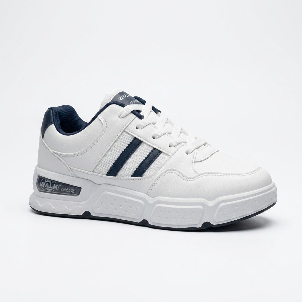 White & Navy Walk Sneakers
