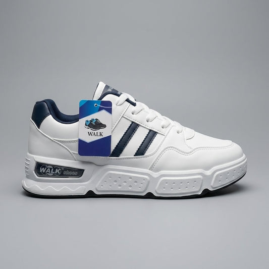 White & Navy Walk Sneakers