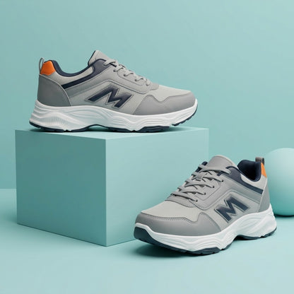 Grey Orange Lace Sneakers