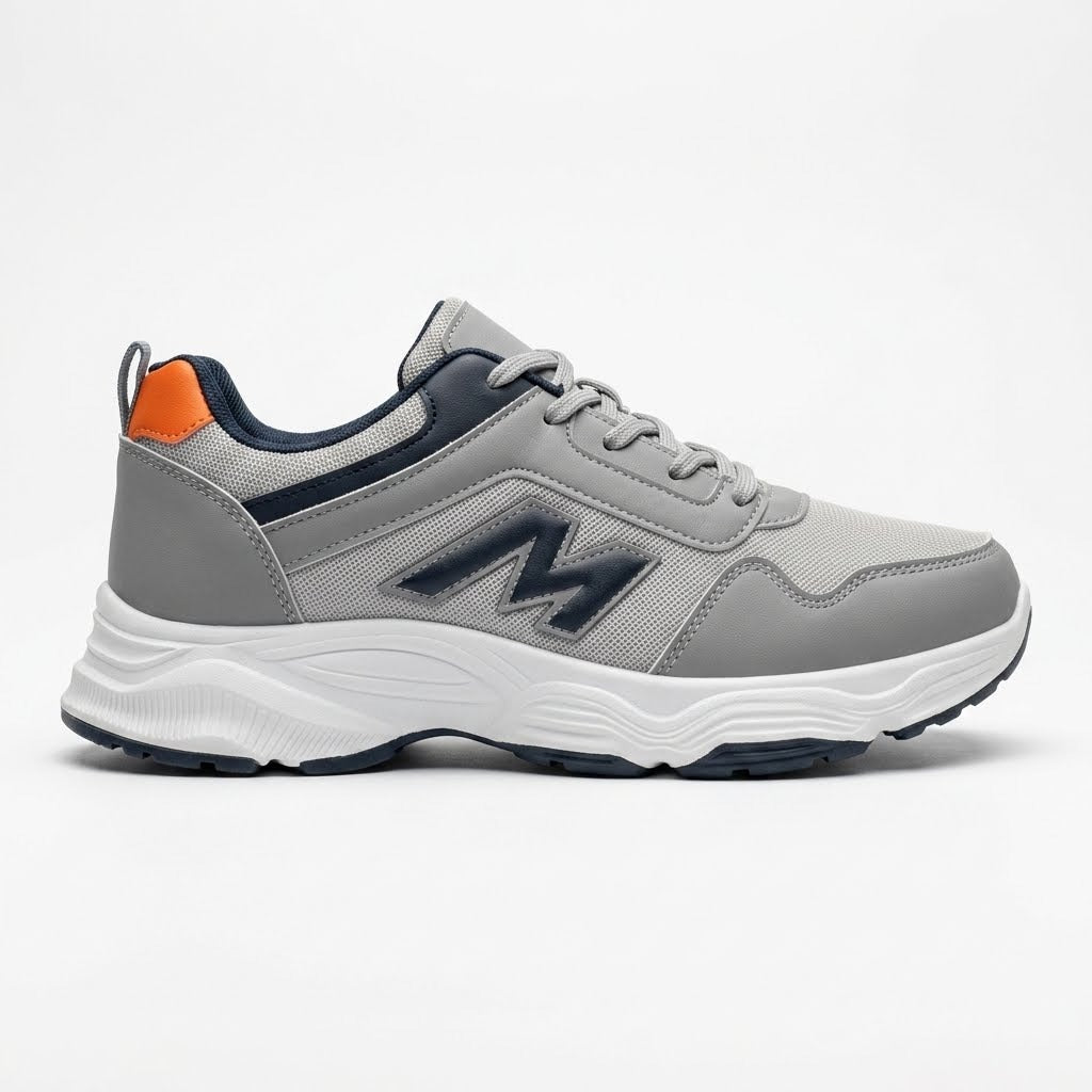 Grey Orange Lace Sneakers