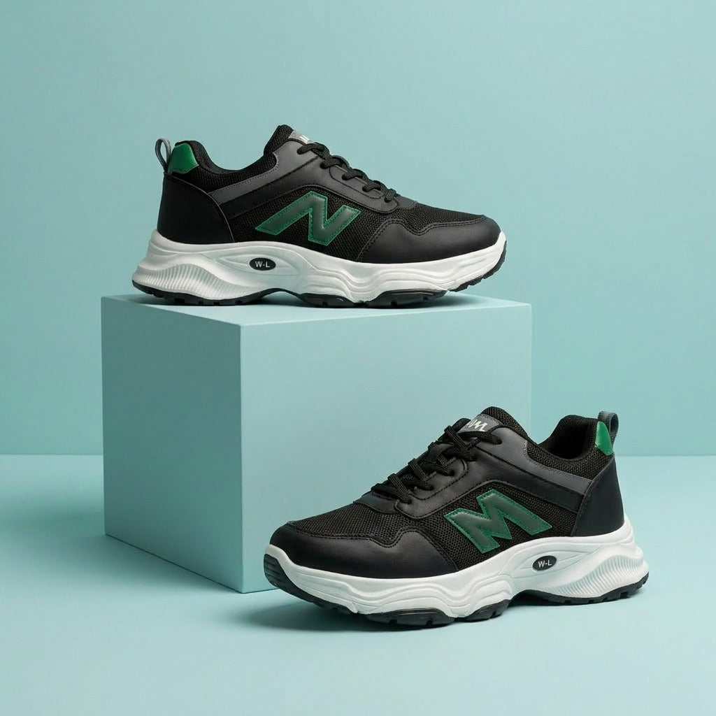 Black Green Lace Sneakers