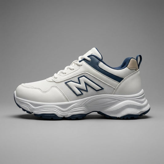 White Navy Lace Sneakers