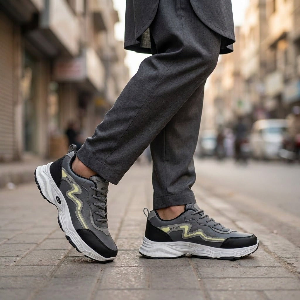 Grey Black Running Sneakers