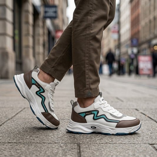 White Brown Sporty Sneakers