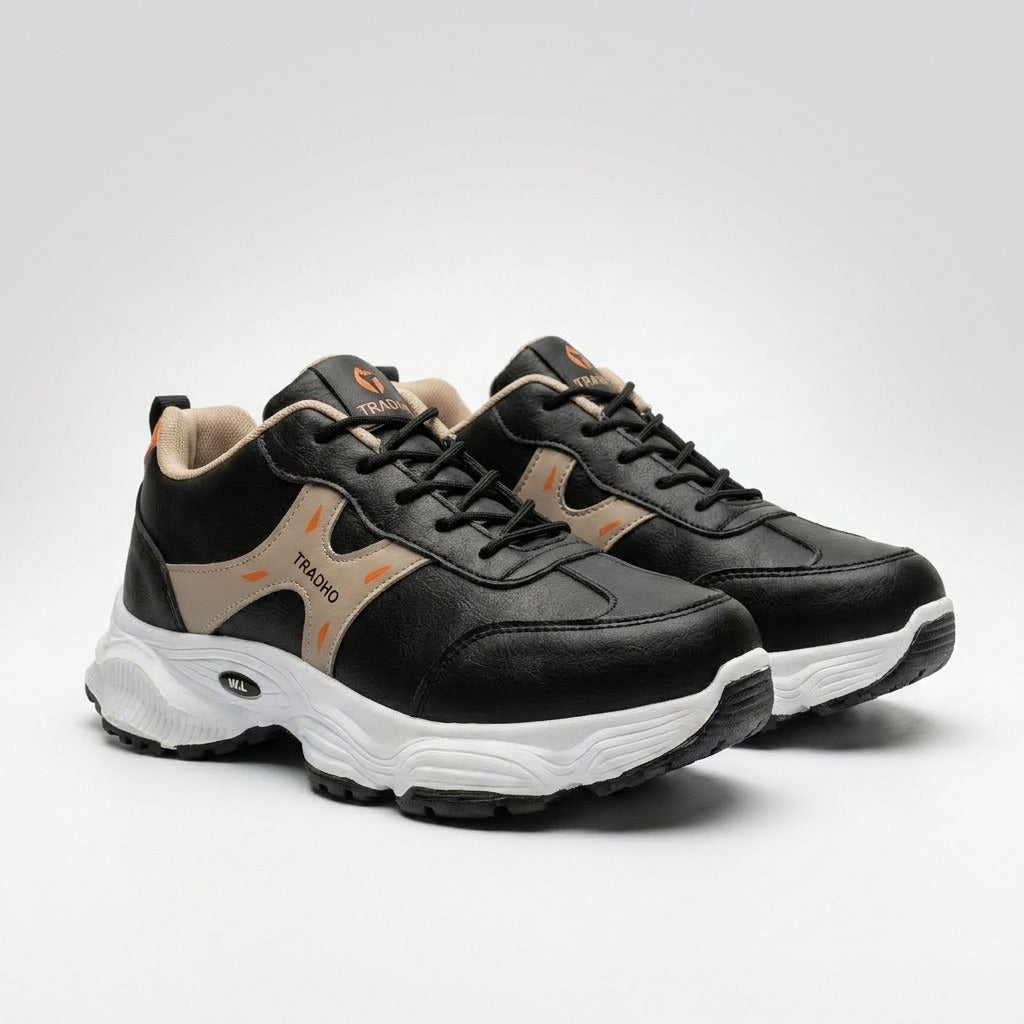 Black Orange Sporty Sneakers