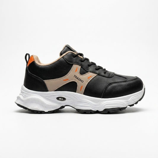 Black Orange Sporty Sneakers