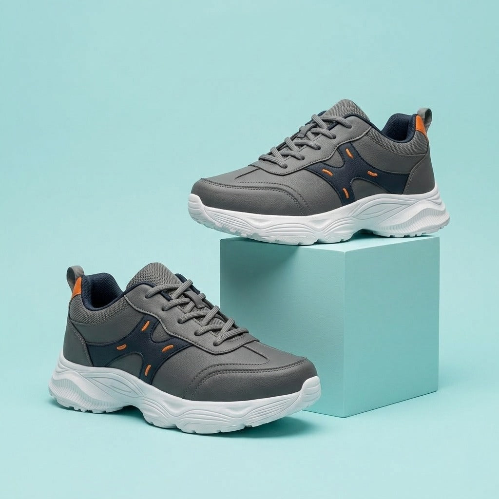 Gray Navy Sporty Sneakers