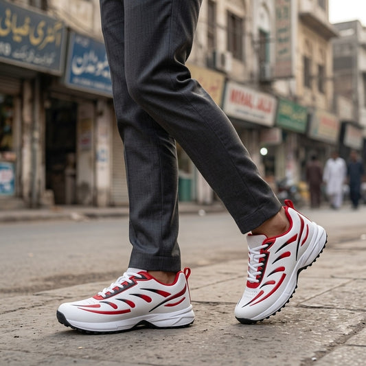 White Red Sporty Sneakers