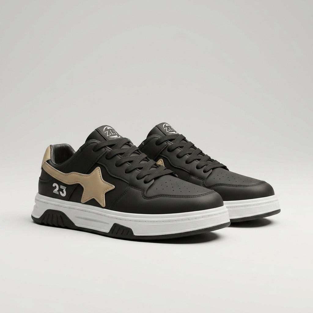 Black Beige Star Sneakers