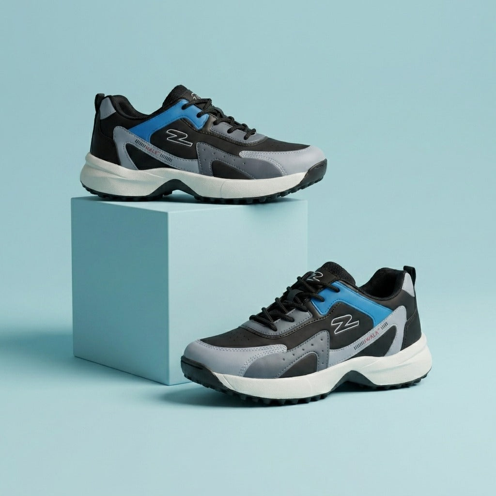 Black Grey Blue Walk Sneakers