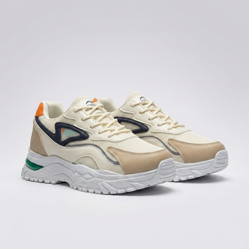 Cream Orange Sporty Sneakers