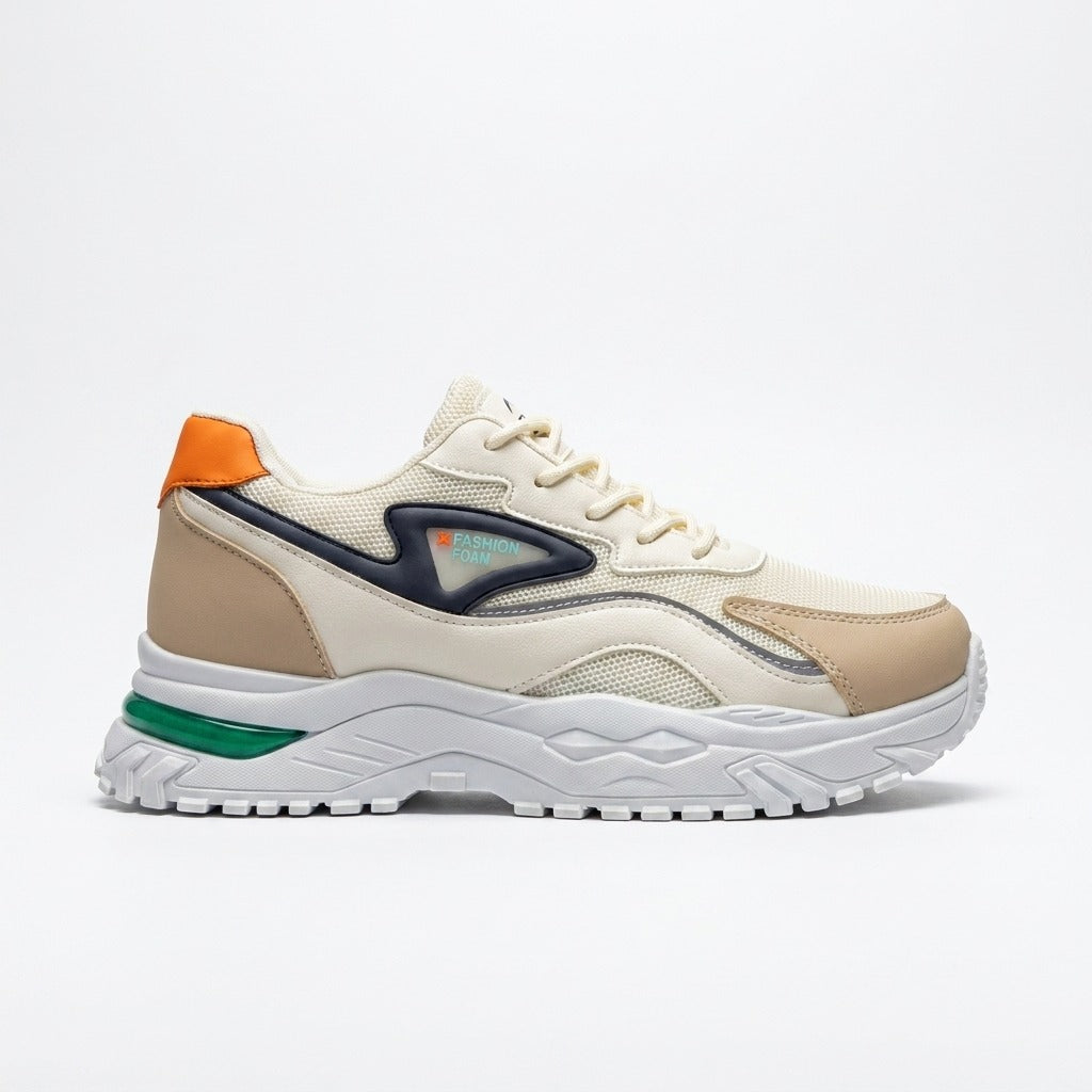 Cream Orange Sporty Sneakers