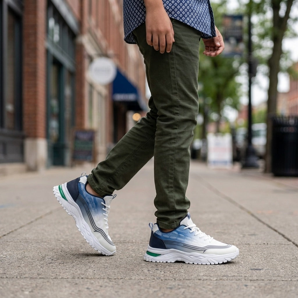 White Blue Sporty Sneakers
