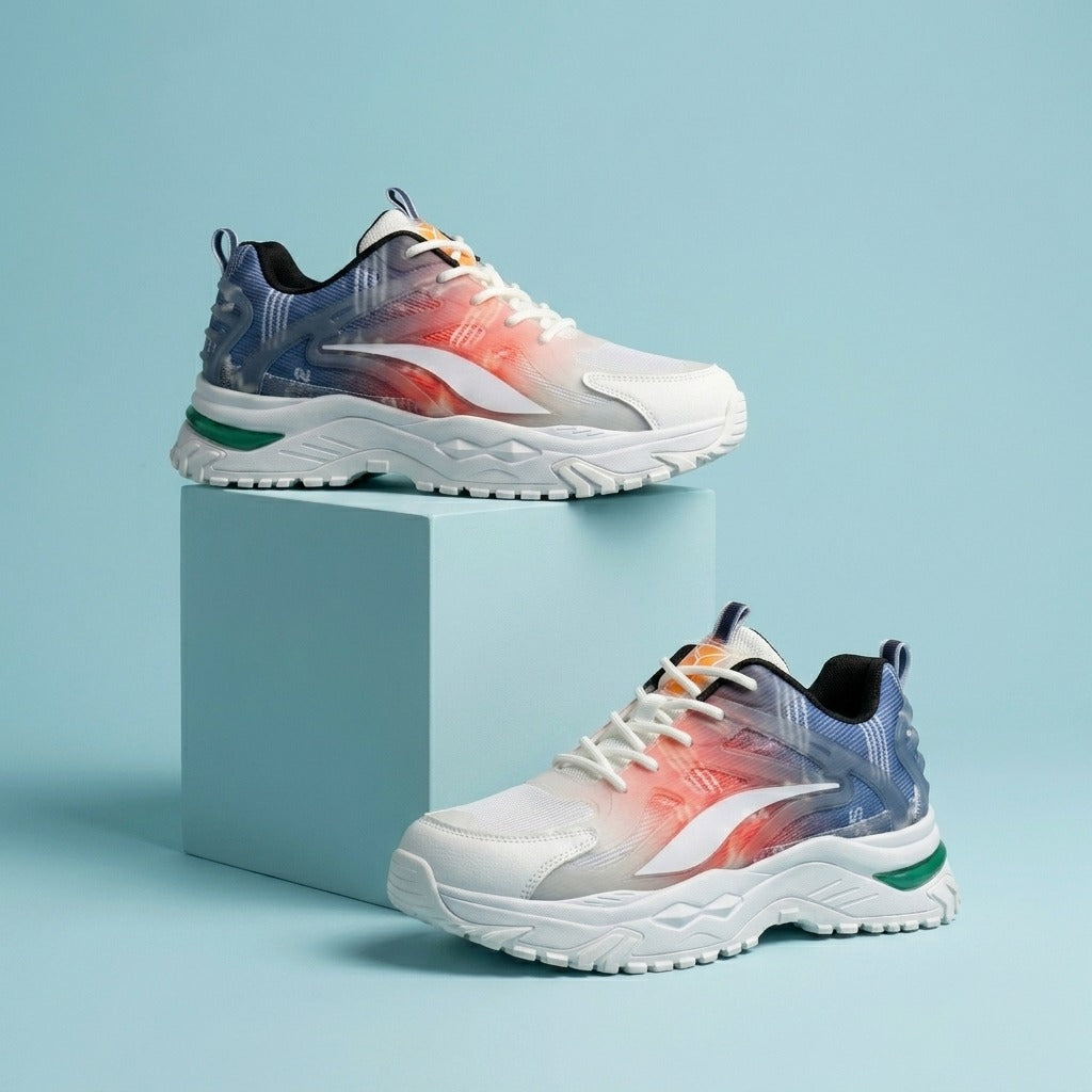 White Red Blue Sporty Sneakers