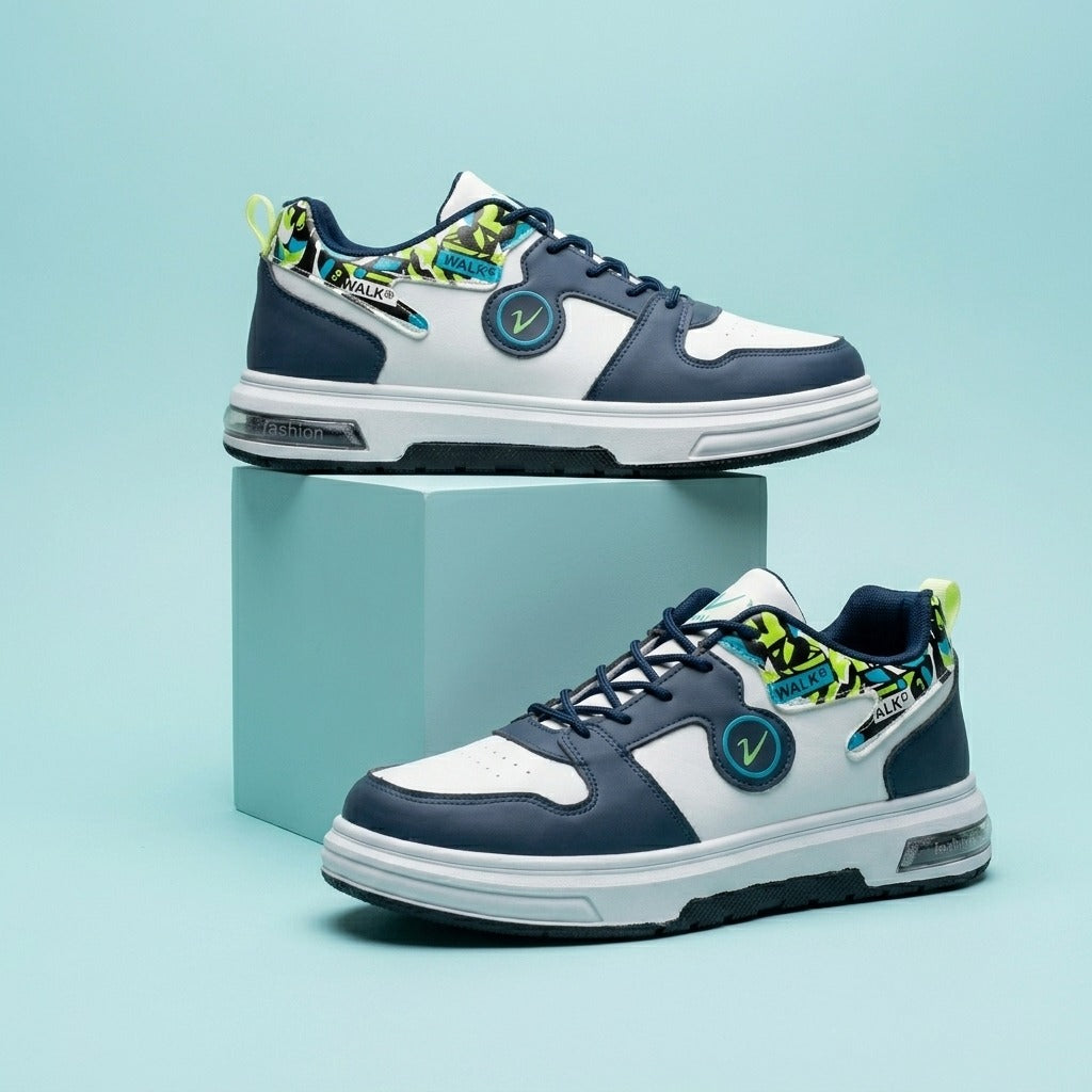 White Navy Street Sneakers