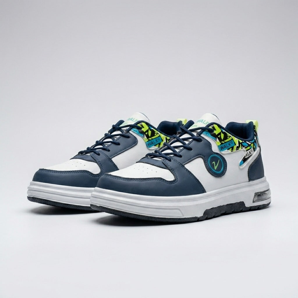 White Navy Street Sneakers