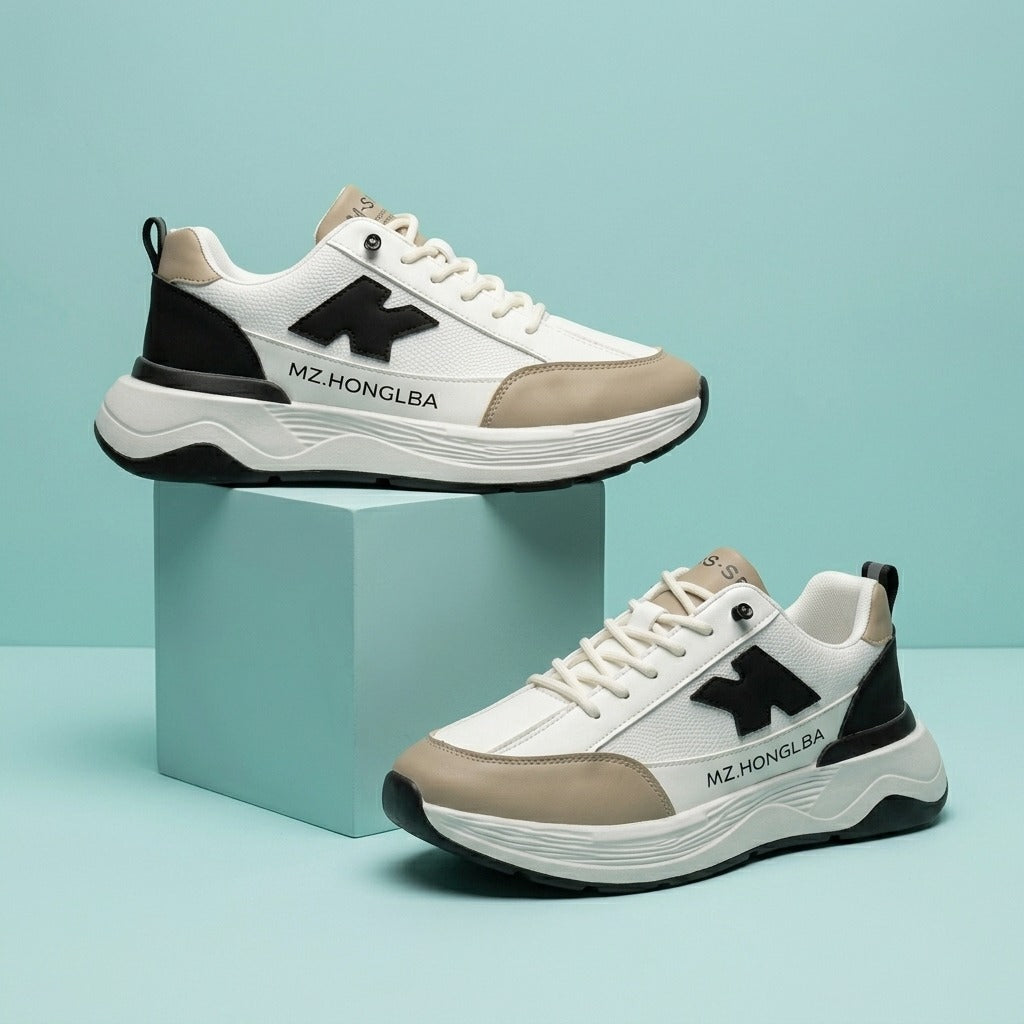 White Beige Casual Sneakers