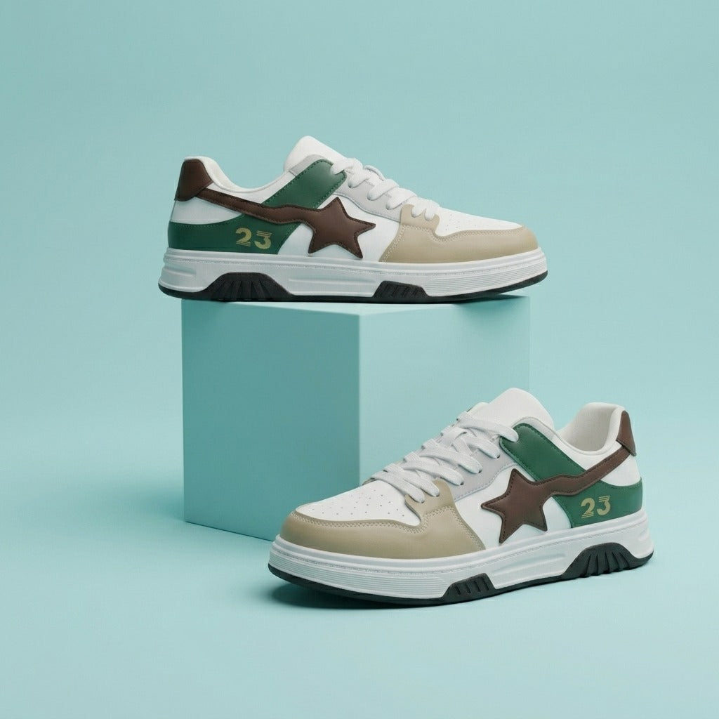 White Green Star Sneakers