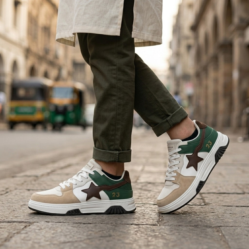 White Green Star Sneakers