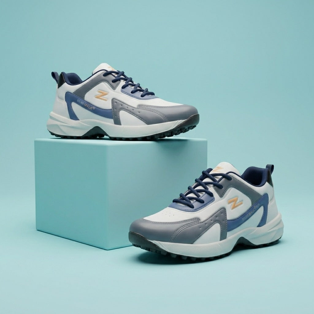 White Grey Navy Walk Sneakers